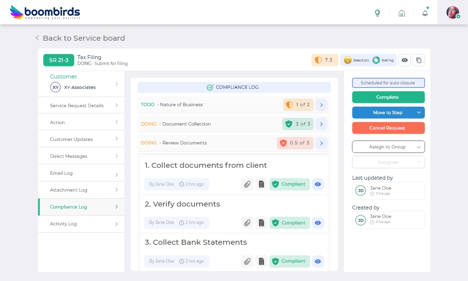 Compliance tracking Boombirds